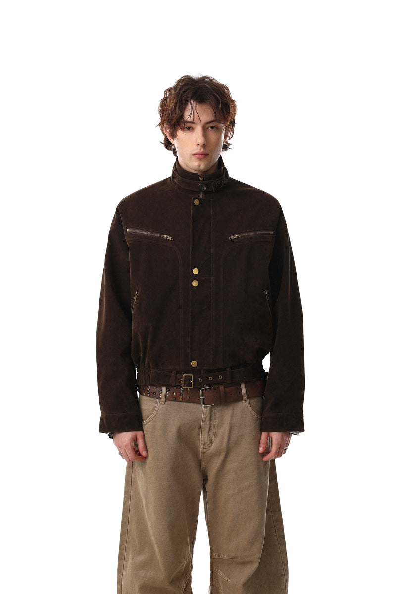 Omirad Utility Bomber Jacket | Stand Collar & Gold Hardware