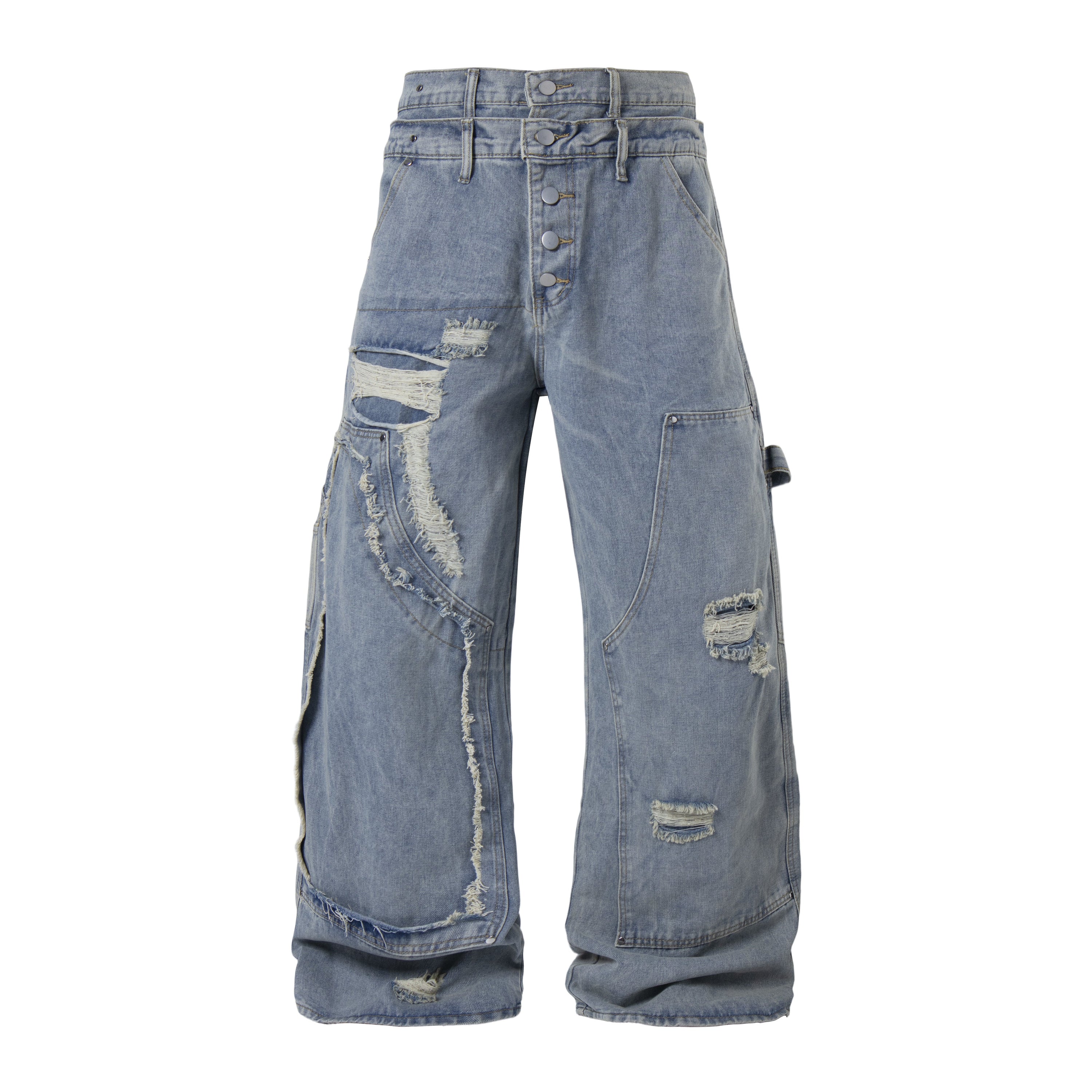 Omirad Distressed Panel Denim Pants | Streetwear Jeans