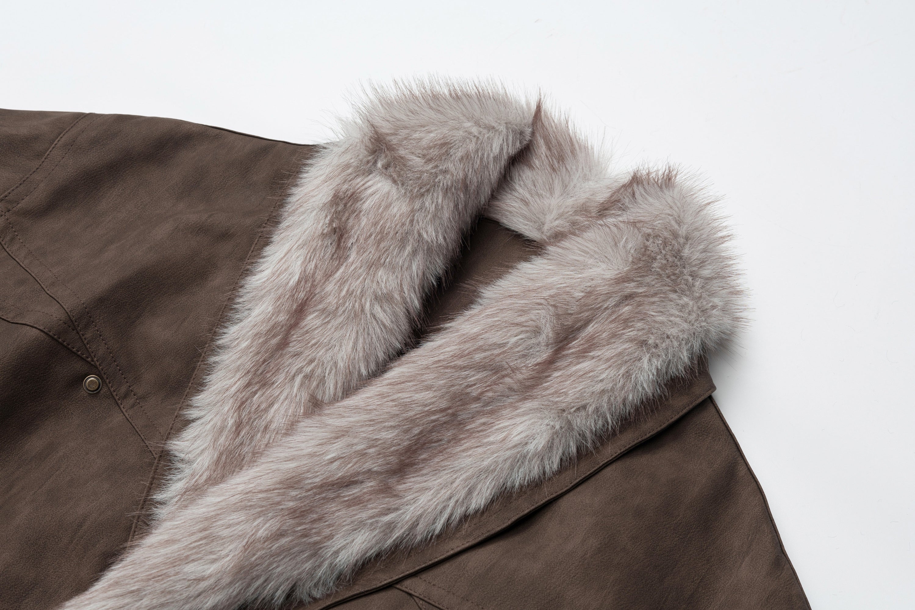 Fur-Collar Studded PU Bomber Jacket | Vintage Streetwear