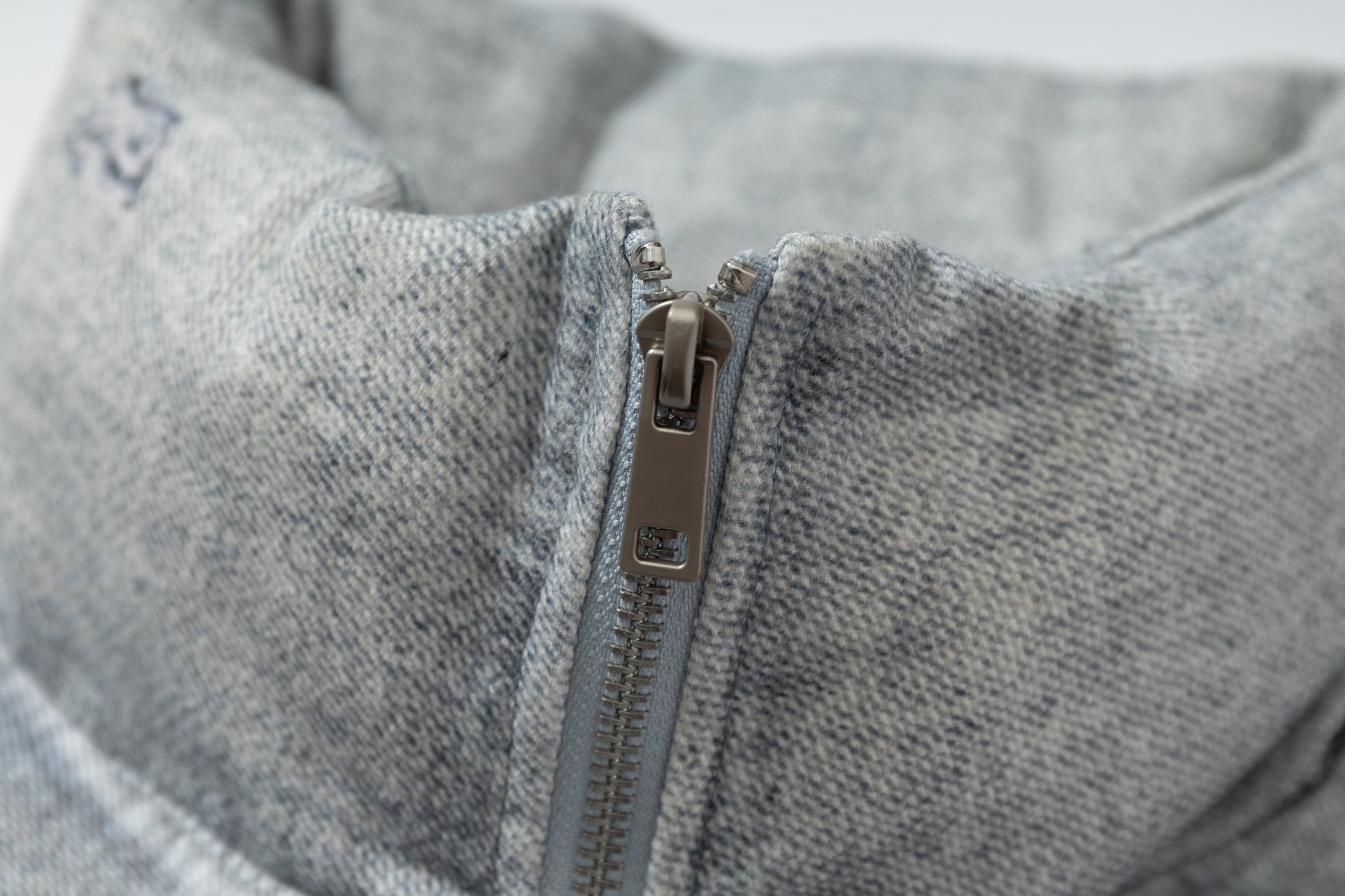Omirad Patchwork Distressed Denim Puffer Jacket