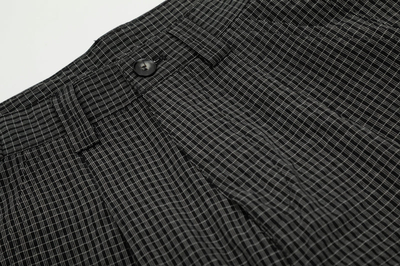 Omirad Micro-Check Curved-Leg Wide Trousers
