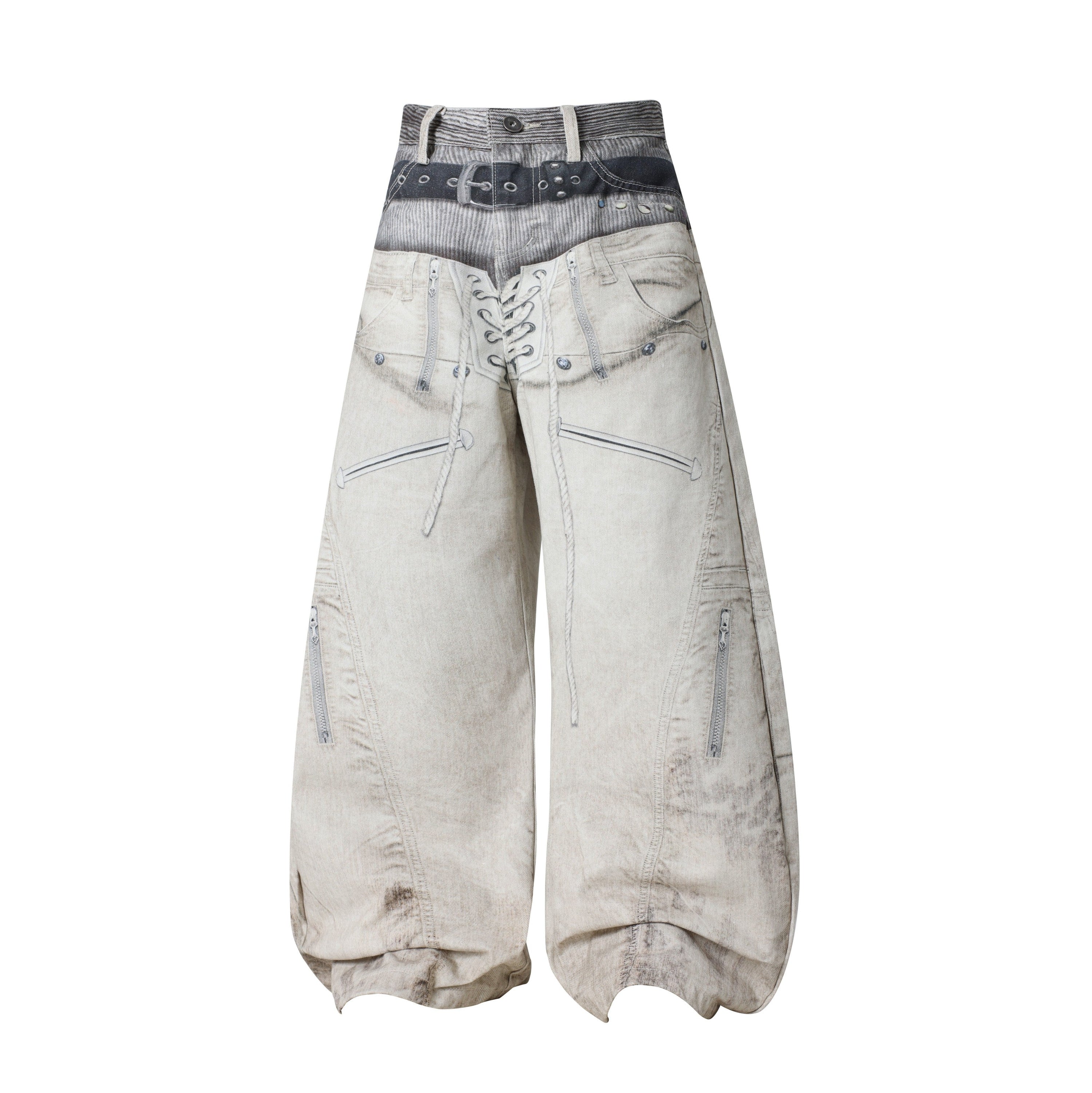 Omirad Layered Belt Utility Balloon Jeans | Streetwear Denim