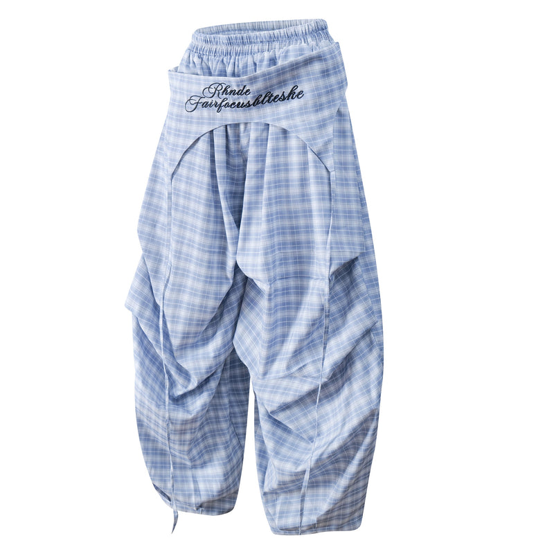 Fairfocus Draped Plaid Wide-Leg Pants | Avant-Garde Streetwear