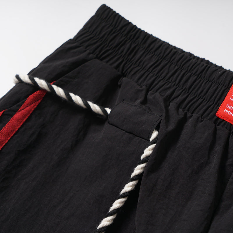 Tech Stripe Nylon Wide-Leg Cargo Pants | Streetwear