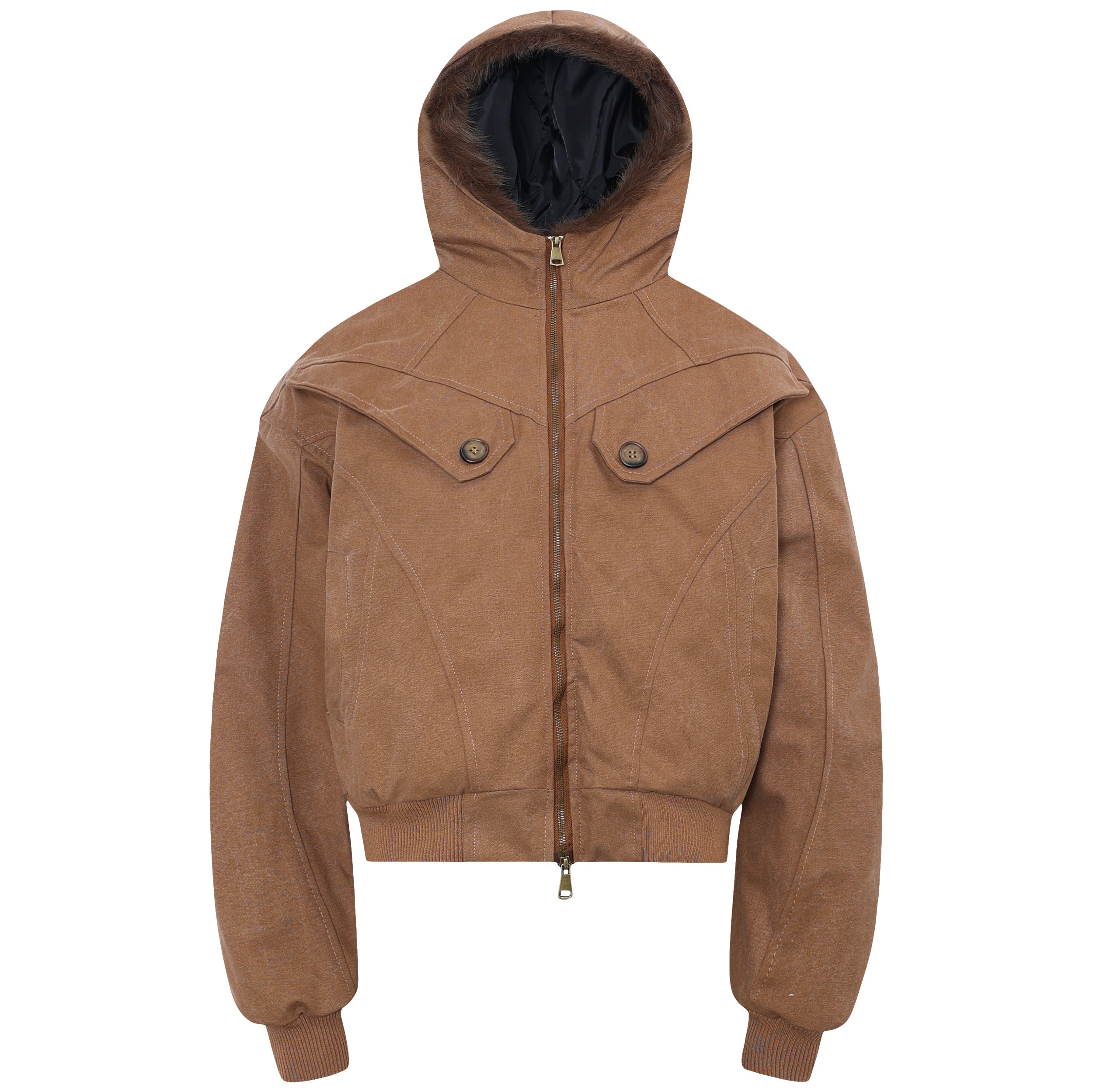 Omirad Vintage Hooded Cropped Cotton Bomber Jacket
