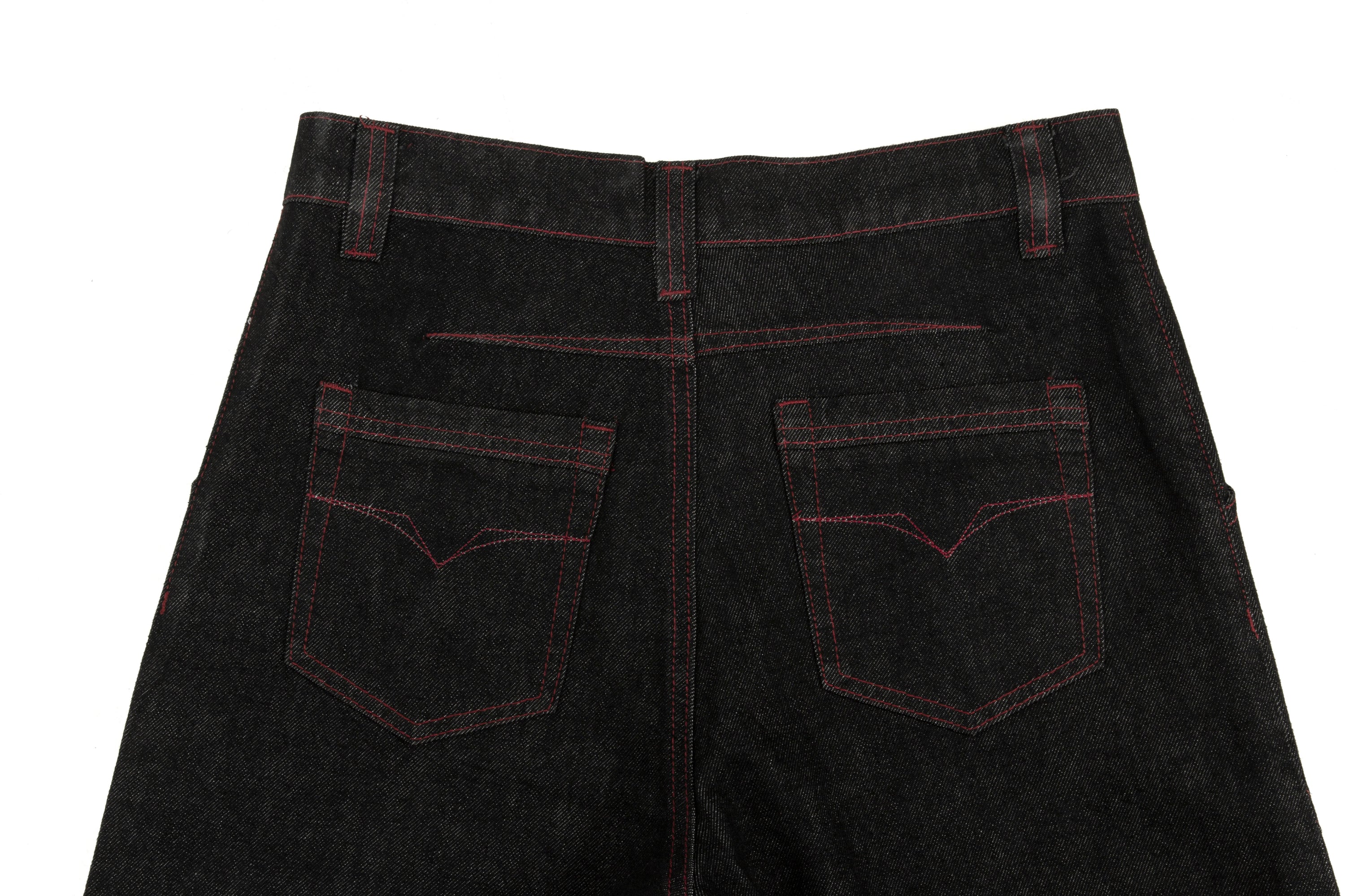 Omirad Multi-Button Wide Leg Denim Pants | Contrast Stitch