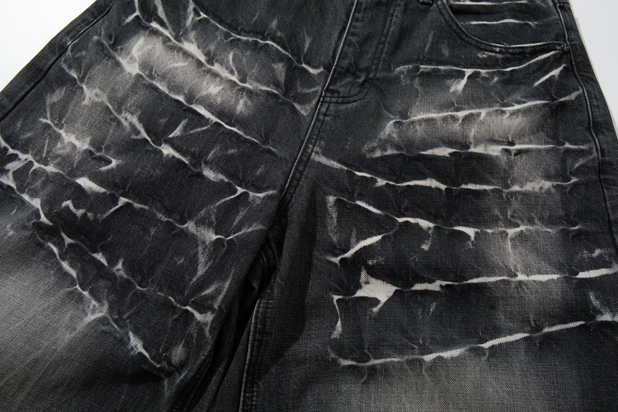 Omirad Cracked-Wash Wide-Leg Jeans | 100% Cotton Streetwear