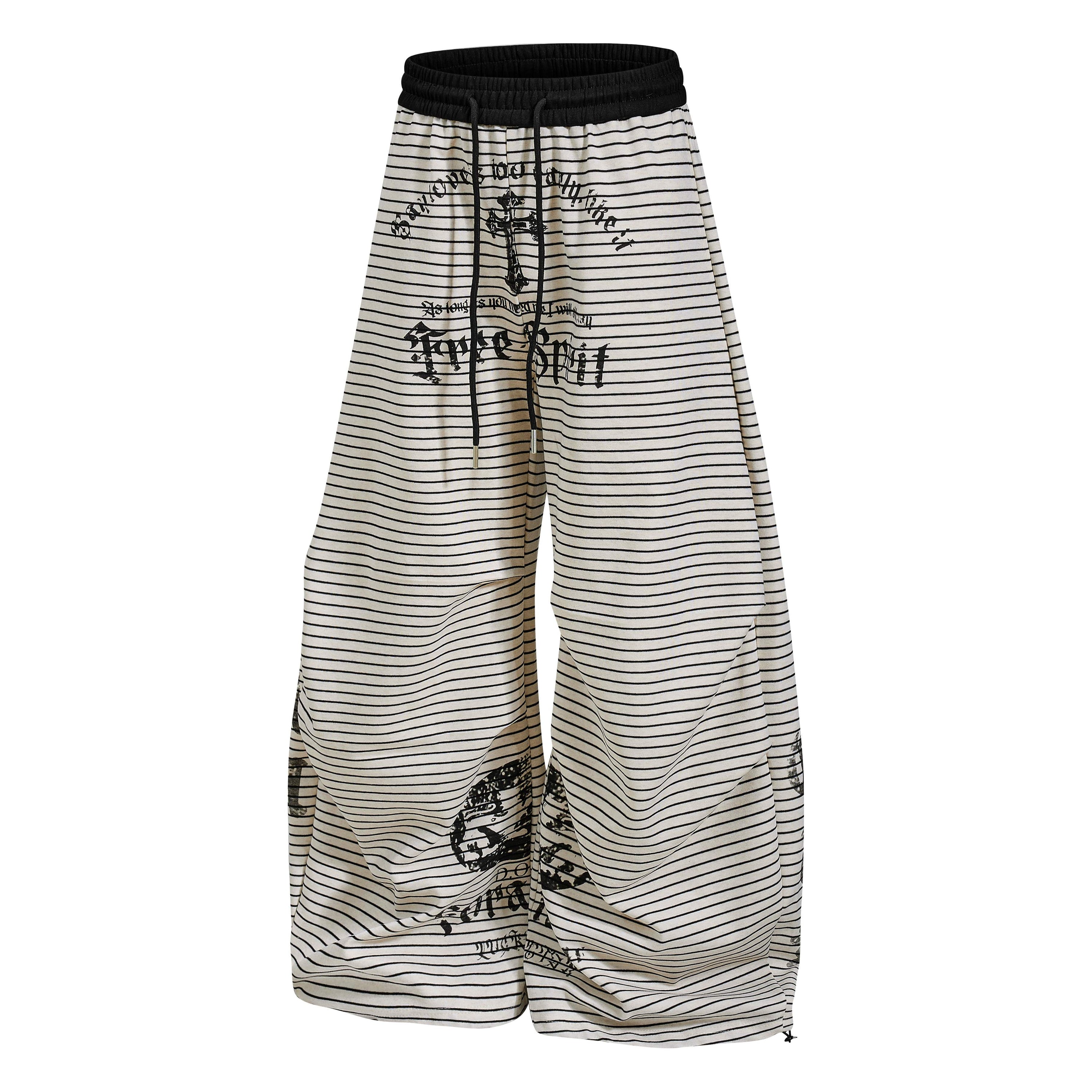 Striped Gothic Draped Wide-Leg Pants | Free Spirit Print