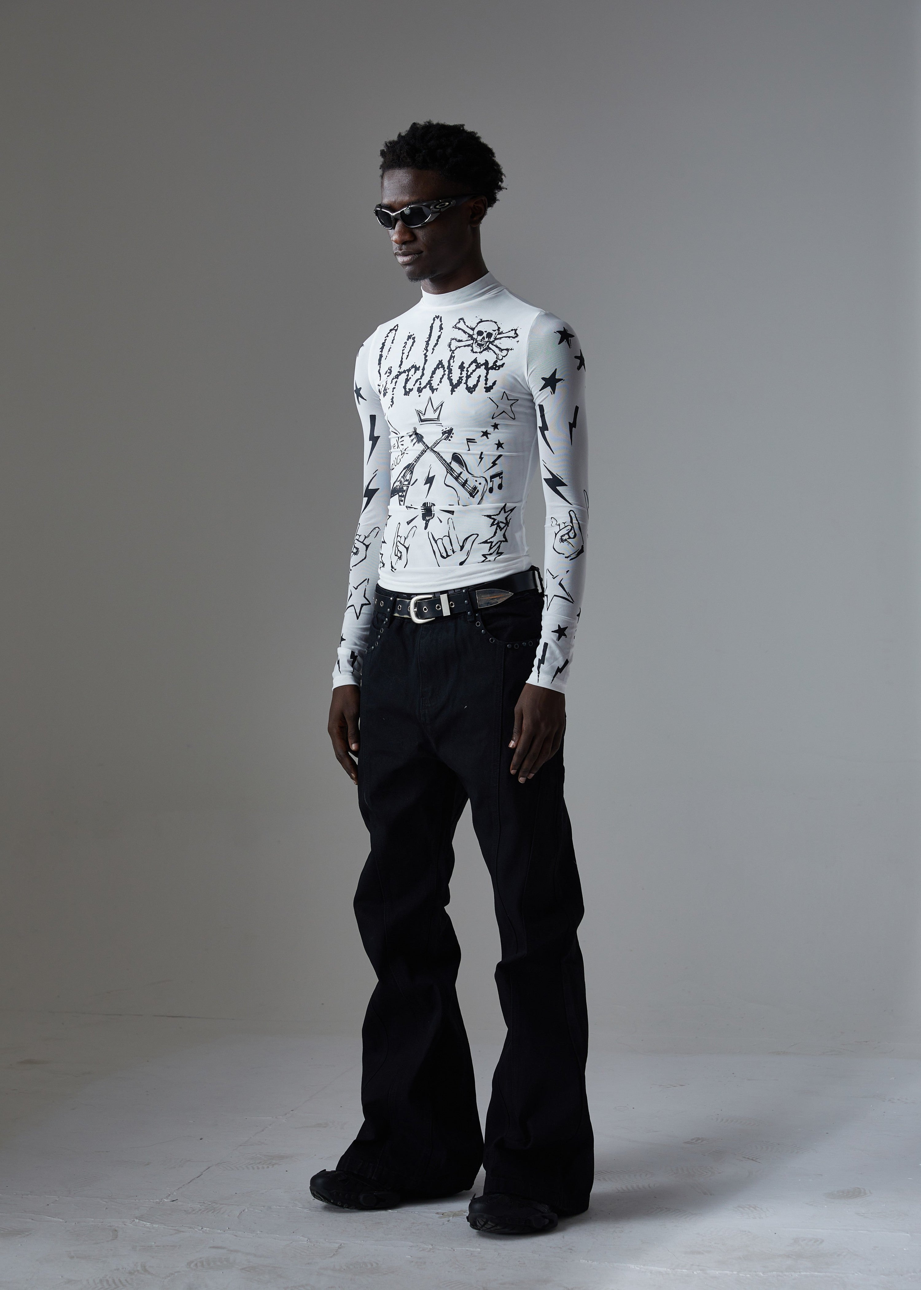 Omirad Studded Panel Wide-Leg Jeans | Dark Streetwear Denim