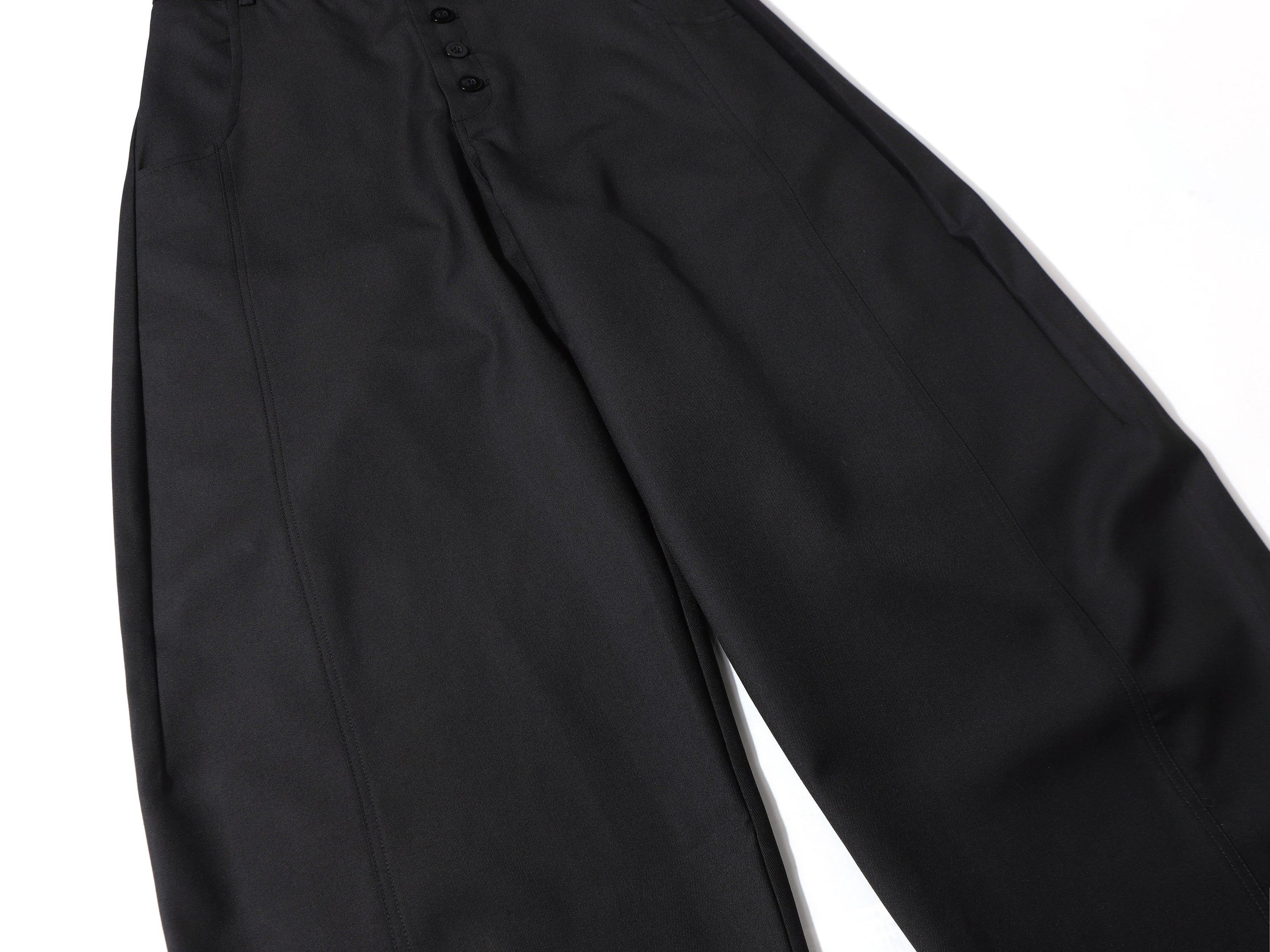 Multi-Button Barrel Wide-Leg Trousers | Sculpted Silhouette