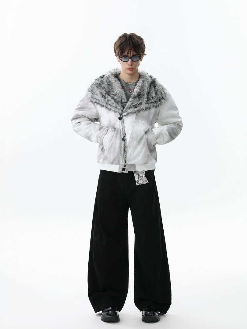Faux Fur Panel Cropped Bomber Jacket | Streetwear Winter Coat