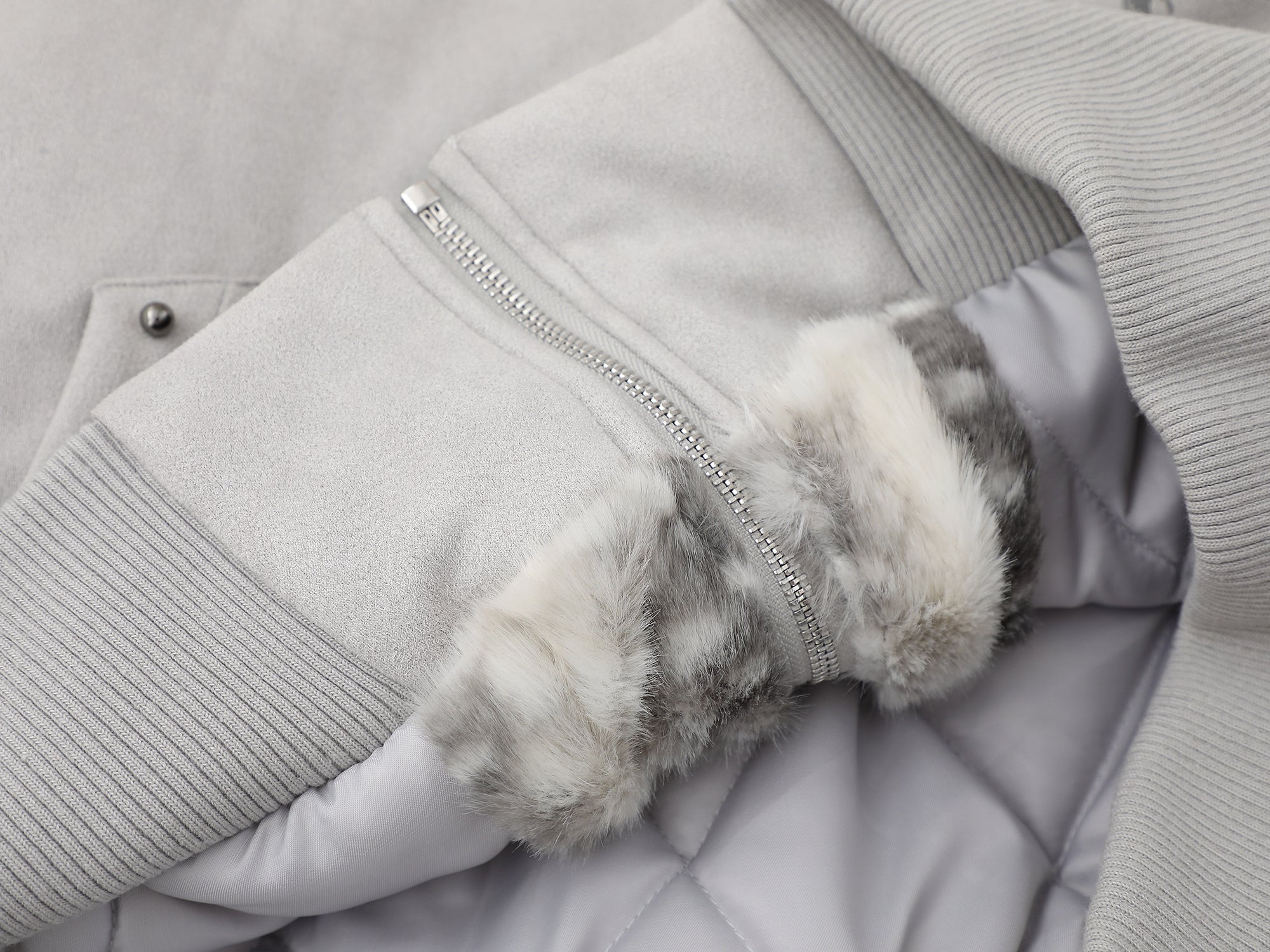 Furry-Ear Zip Hoodie Jacket | Streetwear Puffer with Rivets