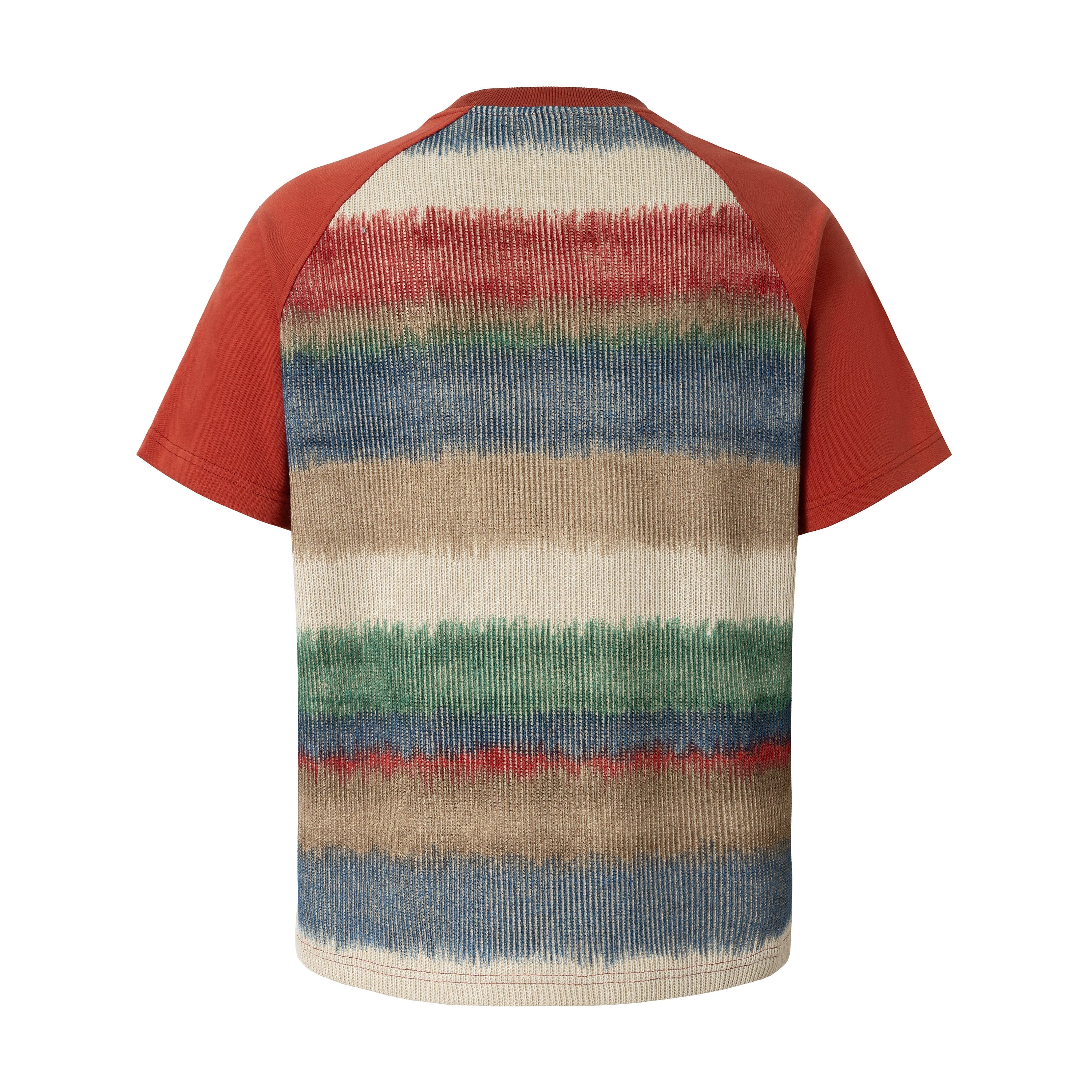 Gradient Stripe Raglan T-Shirt | Contrast Sleeve Crewneck Tee