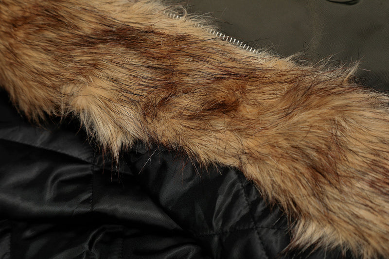 Faux Fur Collar Utility Bomber Jacket | Oversized Fit