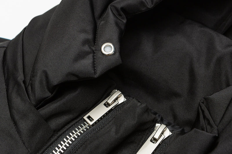 Omirad Dual-Zip Hooded Tech Puffer Jacket | Black Oversized