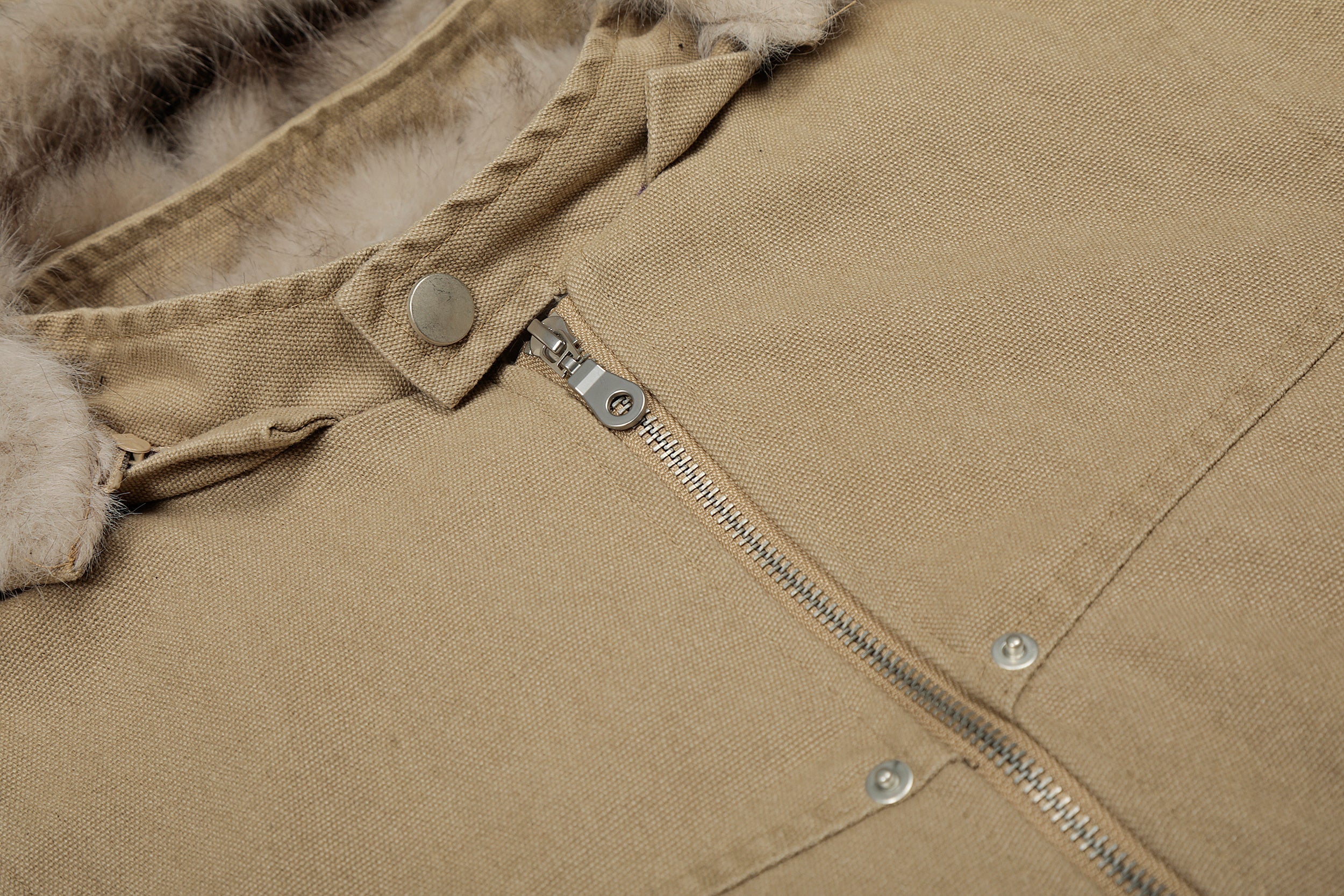 Detachable Fur Collar Washed Workwear Bomber Jacket
