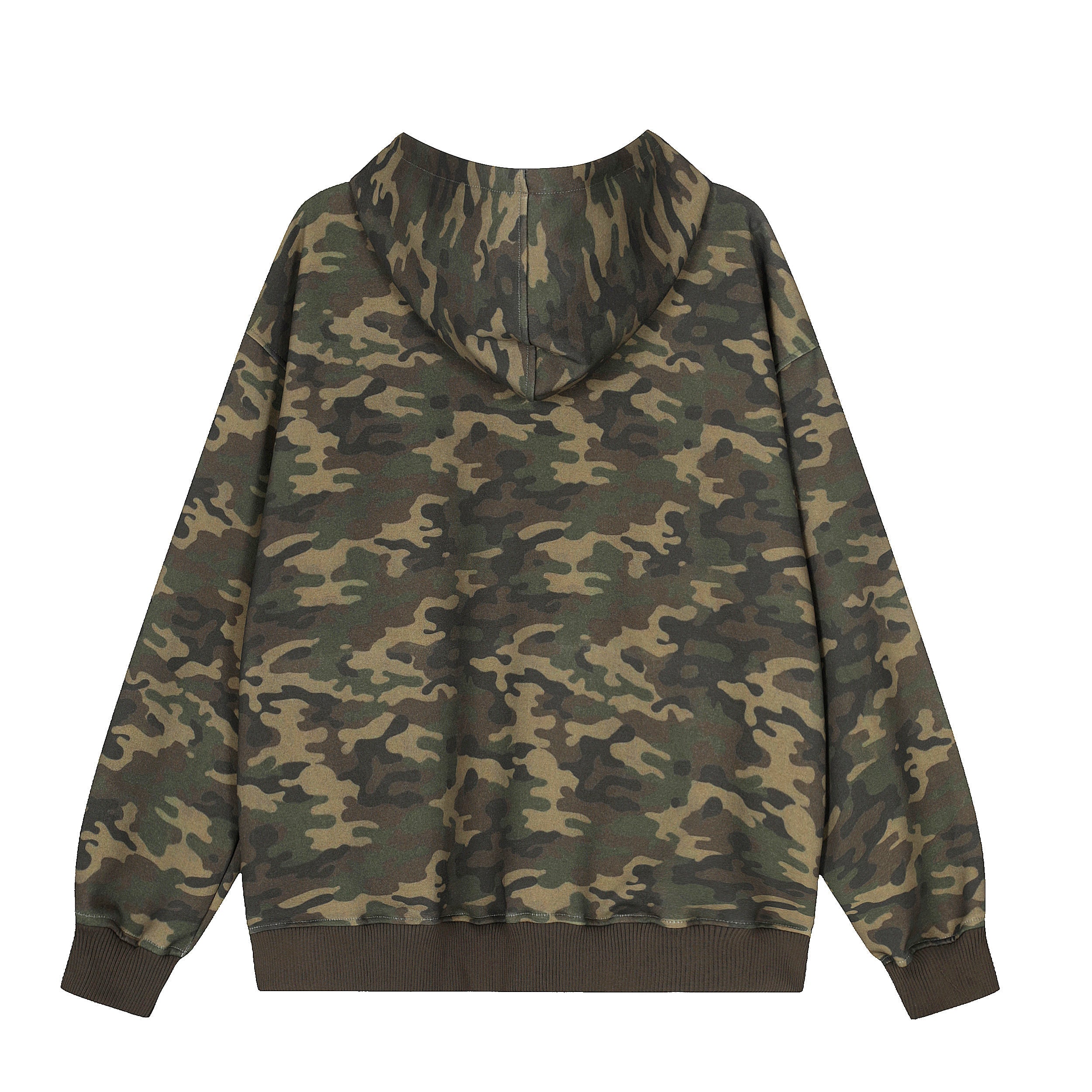 Camo Chenille Patch Half-Zip Hoodie | Streetwear Varsity