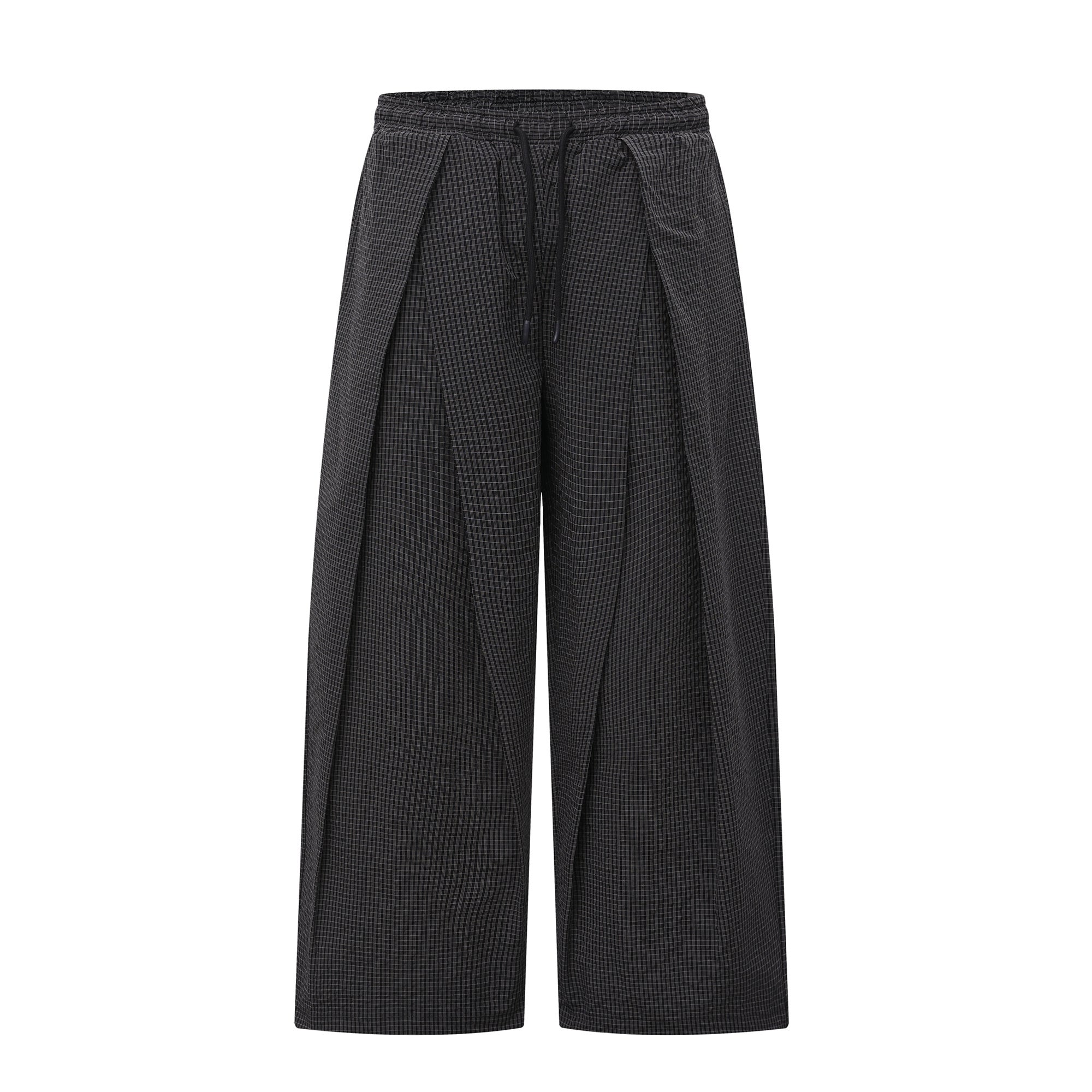 Wide-Leg Pleated Pants | Textured Check Relaxed Fit