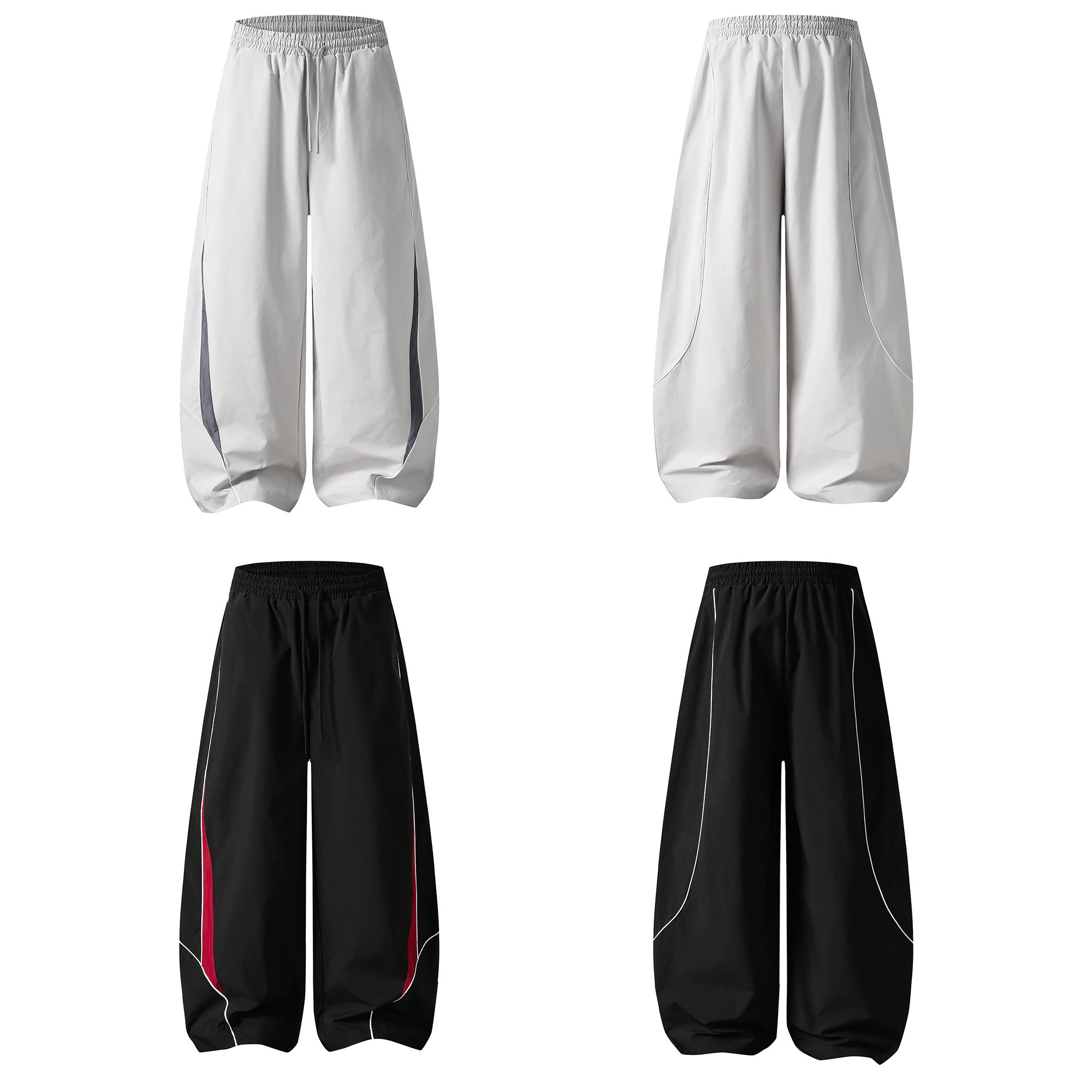 Contrast Panel Wide-Leg Track Pants | Streetwear Style