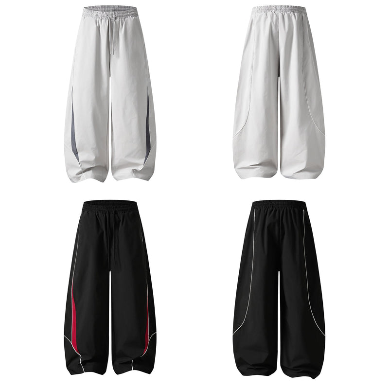 Contrast Panel Wide-Leg Track Pants | Streetwear Style