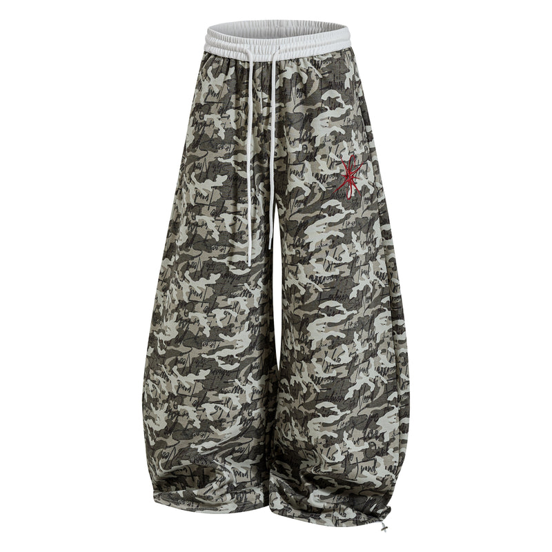 Omirad Camo Script Wide-Leg Streetwear Pants