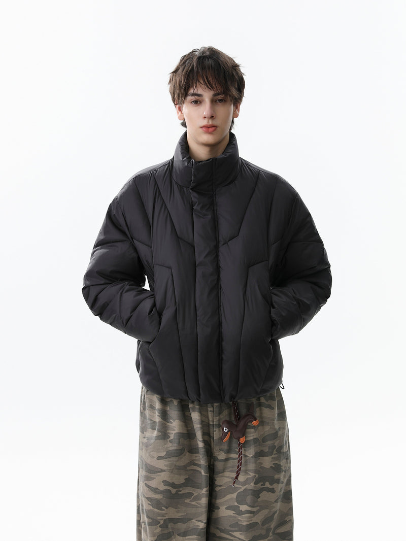 Omirad High-Neck Cropped Puffer Jacket | Grey & Black