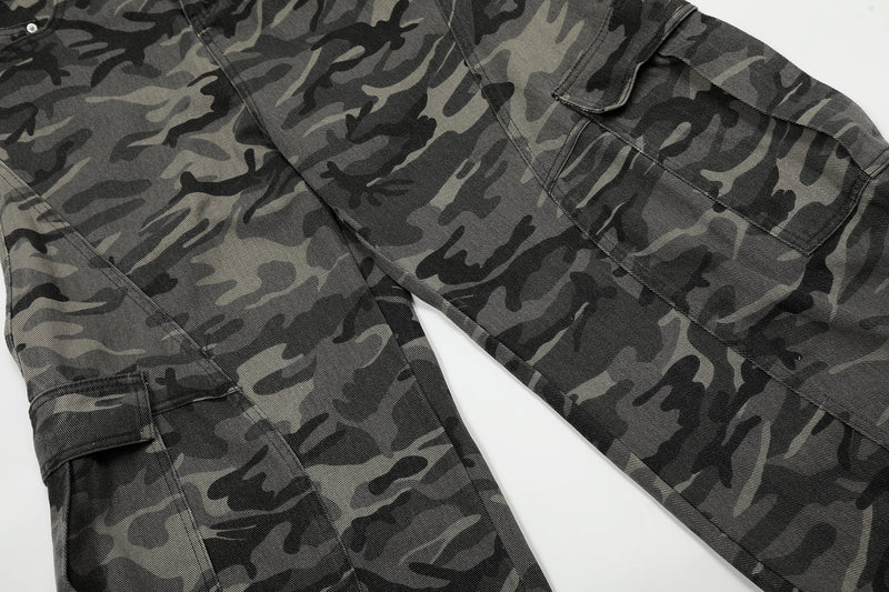 Omirad Shadow Camo Cargo Pants | Wide-Leg Streetwear