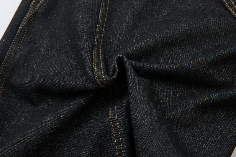 Multi-Panel Wide-Leg Denim Pants with Contrast Stitching