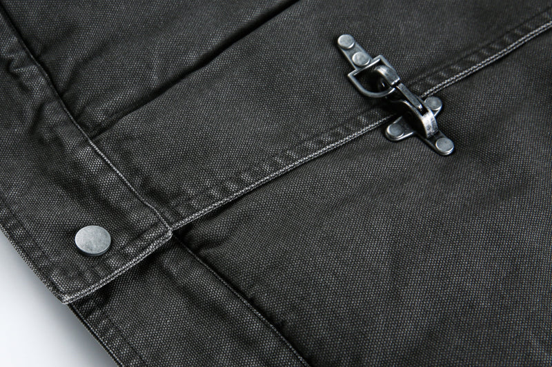 Metal Clasp Utility Jacket | Military-Inspired Cotton Jacket