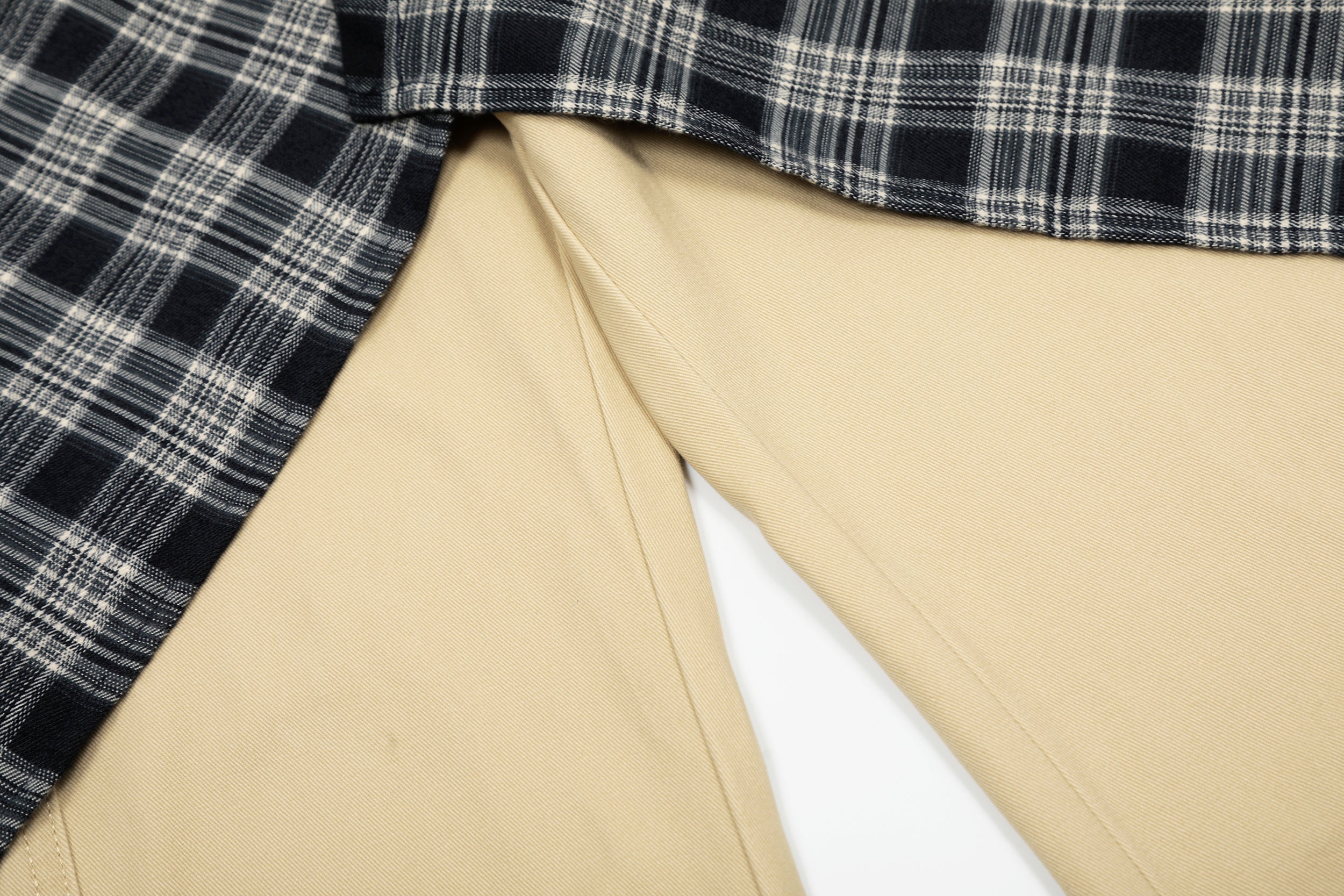Layered Flannel Tie Wide-Leg Pants | Street Style