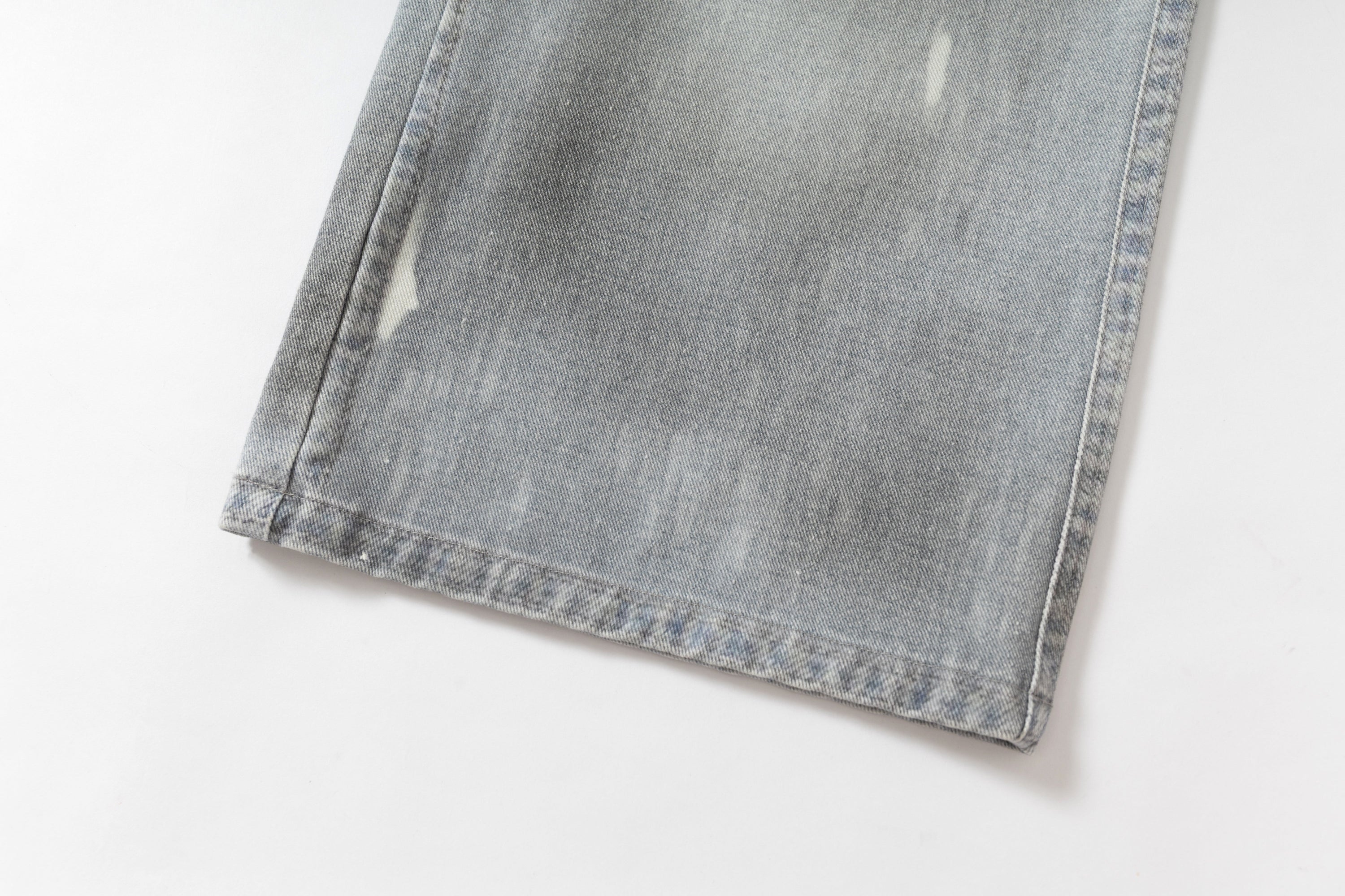 Omirad Plush Charm Distressed Wide-Leg Denim Jeans