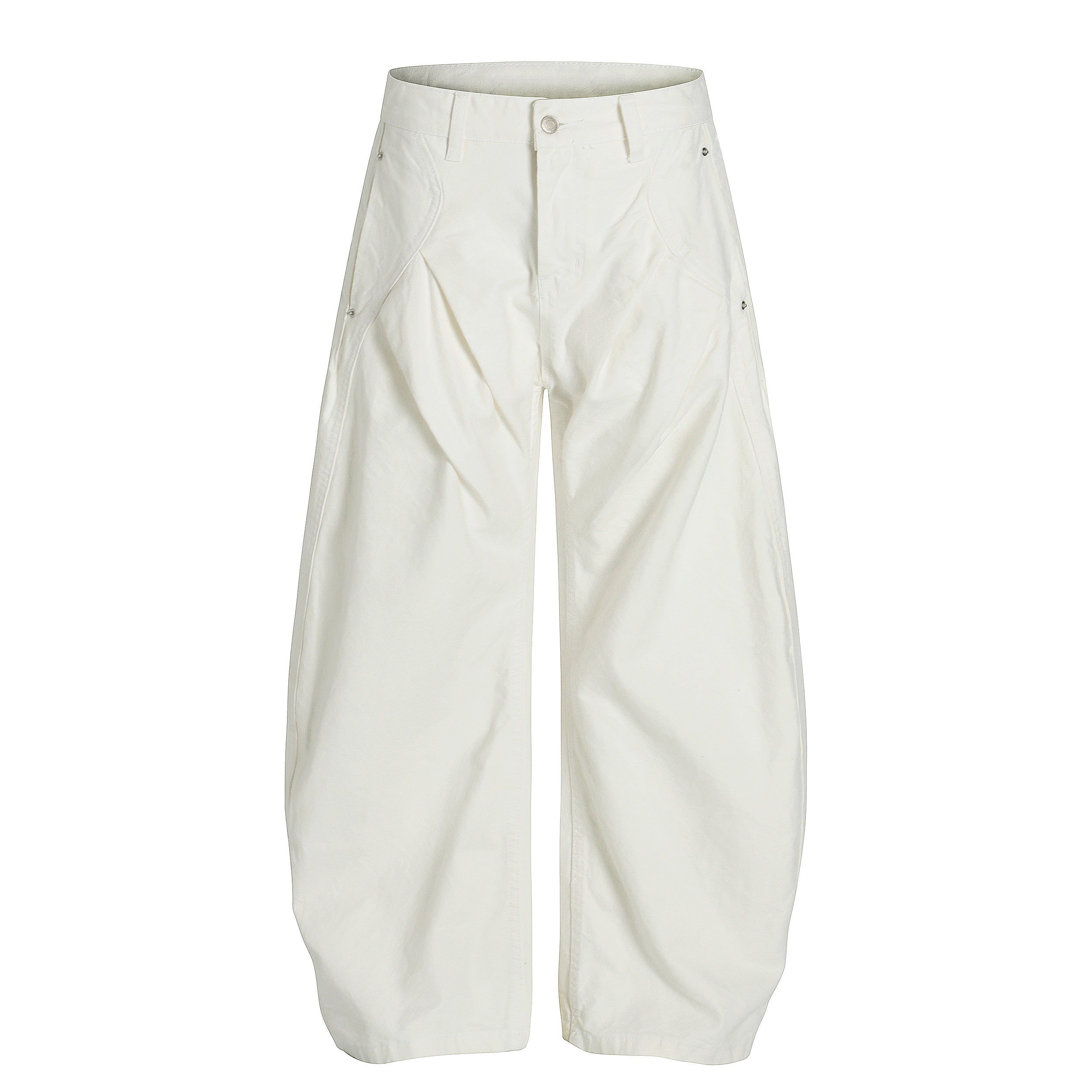 Sculpted Wide-Leg Pants | Curved Panel Cotton Trousers