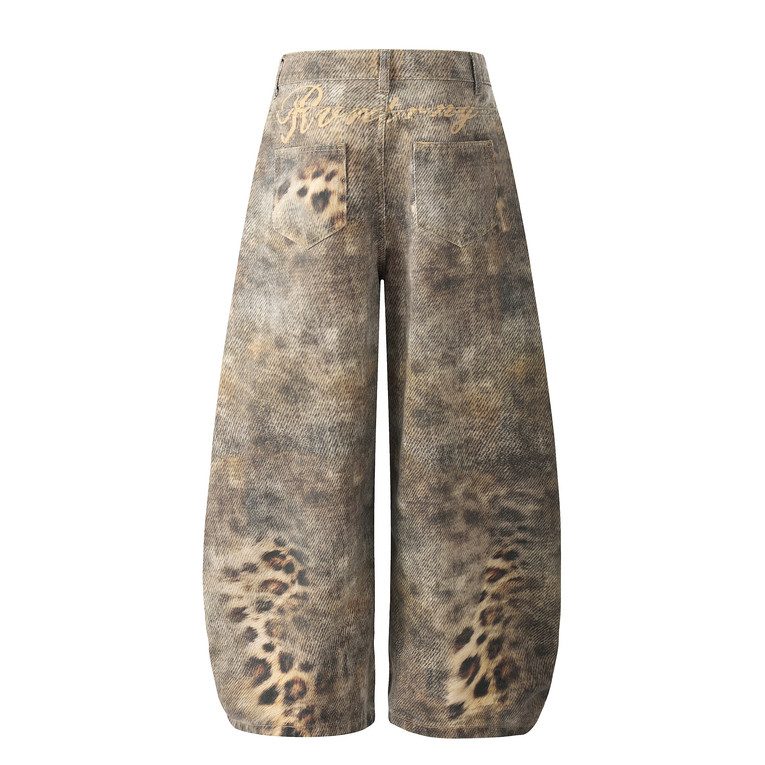Leopard Wash Wide-Leg Jeans | Vintage Streetwear Denim