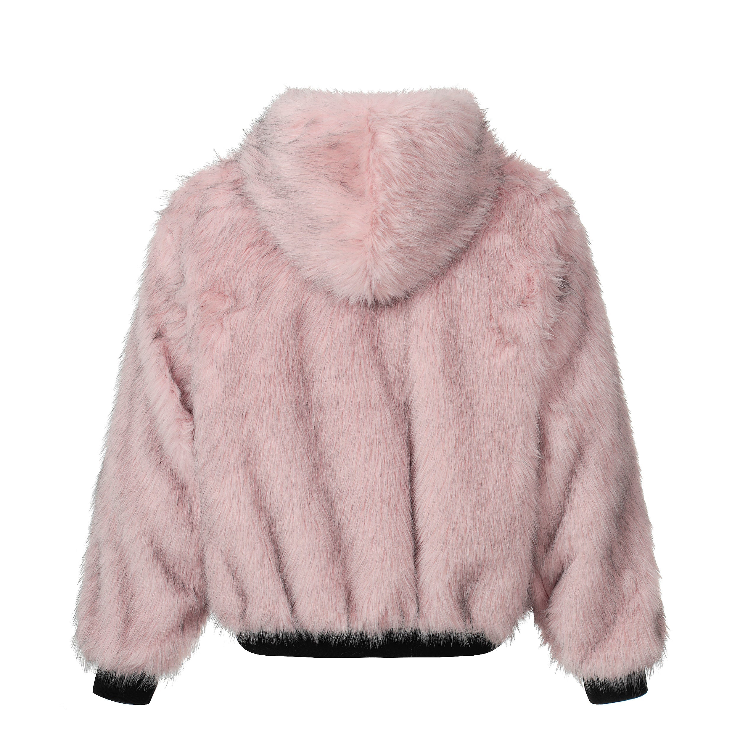 Reversible Faux Fur & Suede Hooded Bomber Jacket