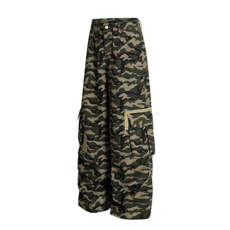 Omirad Camo Wide-Leg Cargo Pants | Y2K Streetwear Baggy Fit