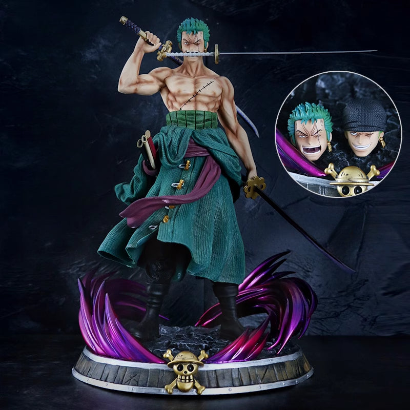 Zoro Action Figurine – 38cm with Interchangeable Head and Hands – One Piece Collectible