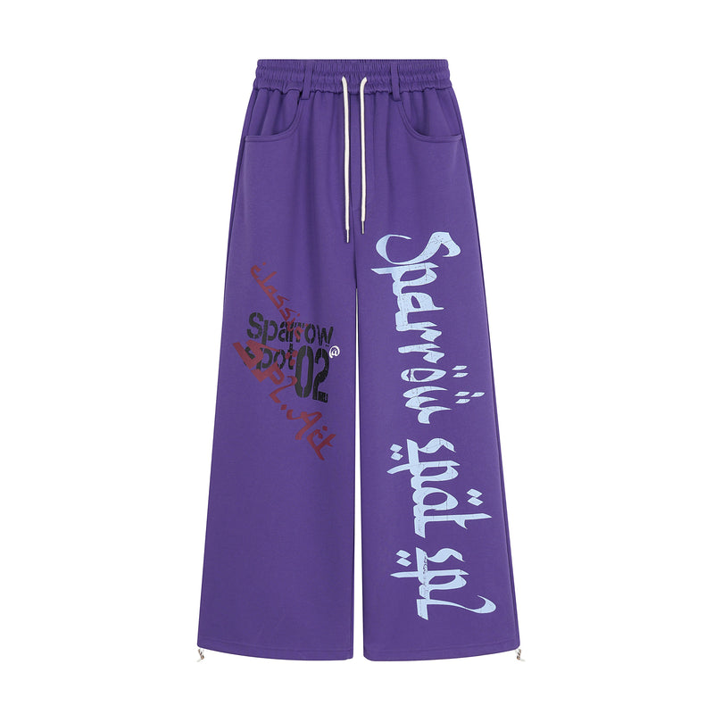Graffiti Graphic Wide-Leg Sweatpants | Y2K Street Style