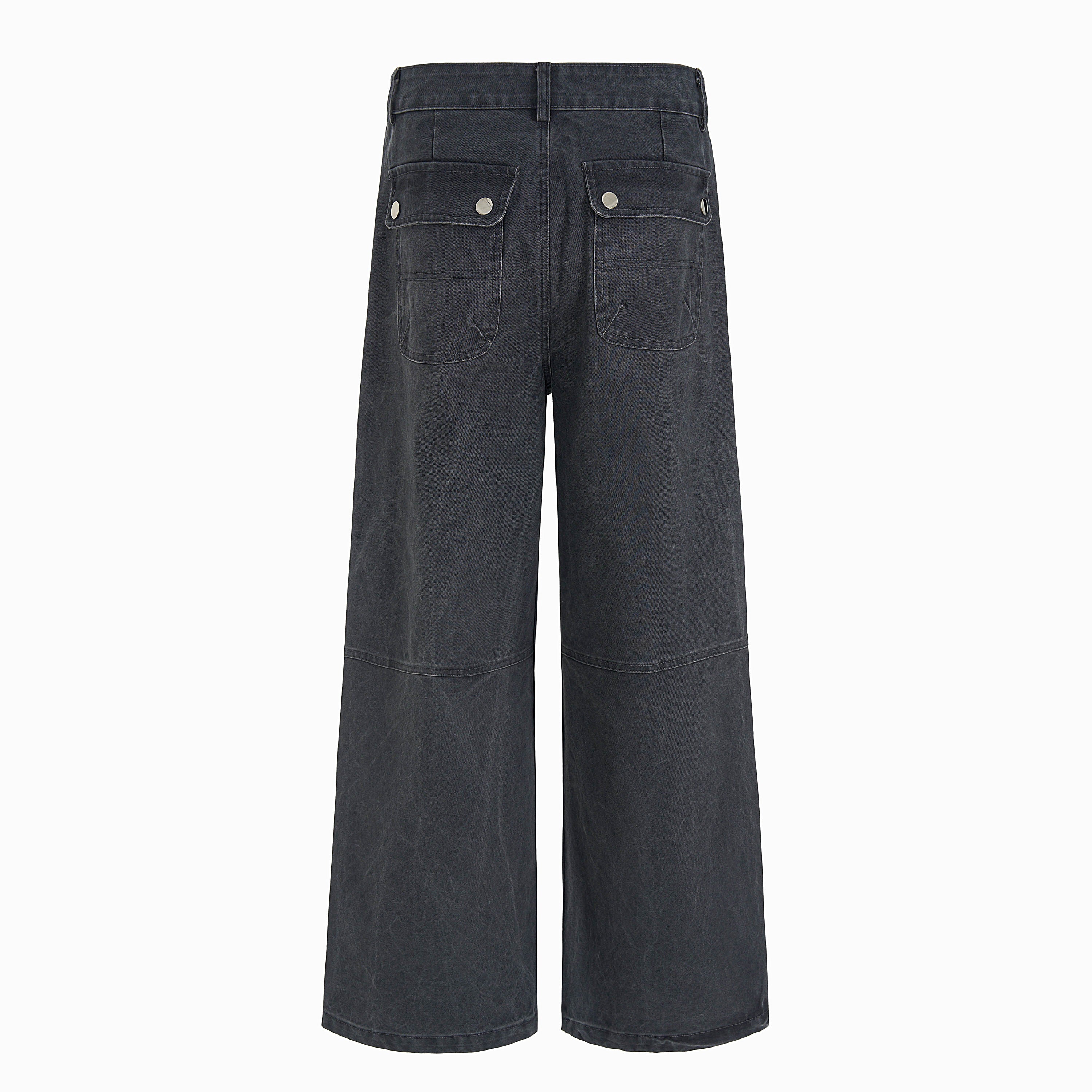 Utility Panel Wide-Leg Denim Pants | Workwear Streetwear