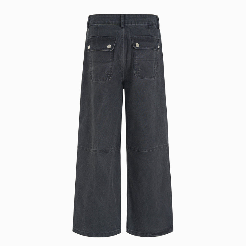 Utility Panel Wide-Leg Denim Pants | Workwear Streetwear