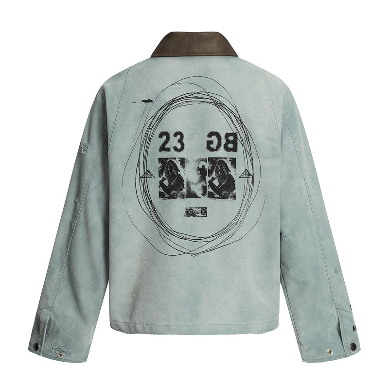 Omirad 90s Reflection Graphic Work Jacket | Cotton Canvas