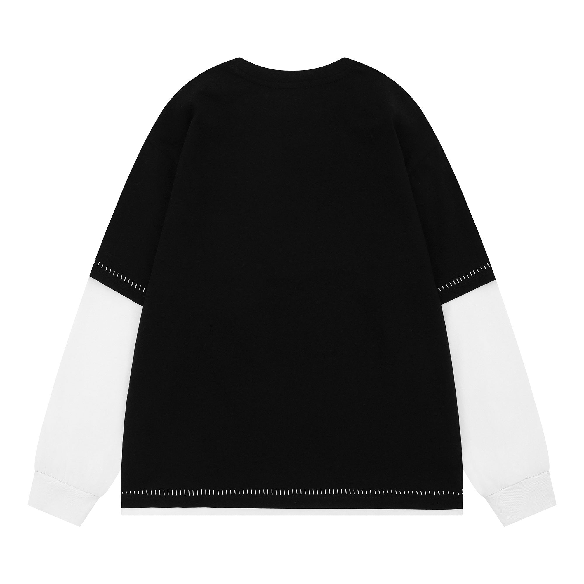 Contrast Layered Long-Sleeve Tee | Streetwear Crewneck