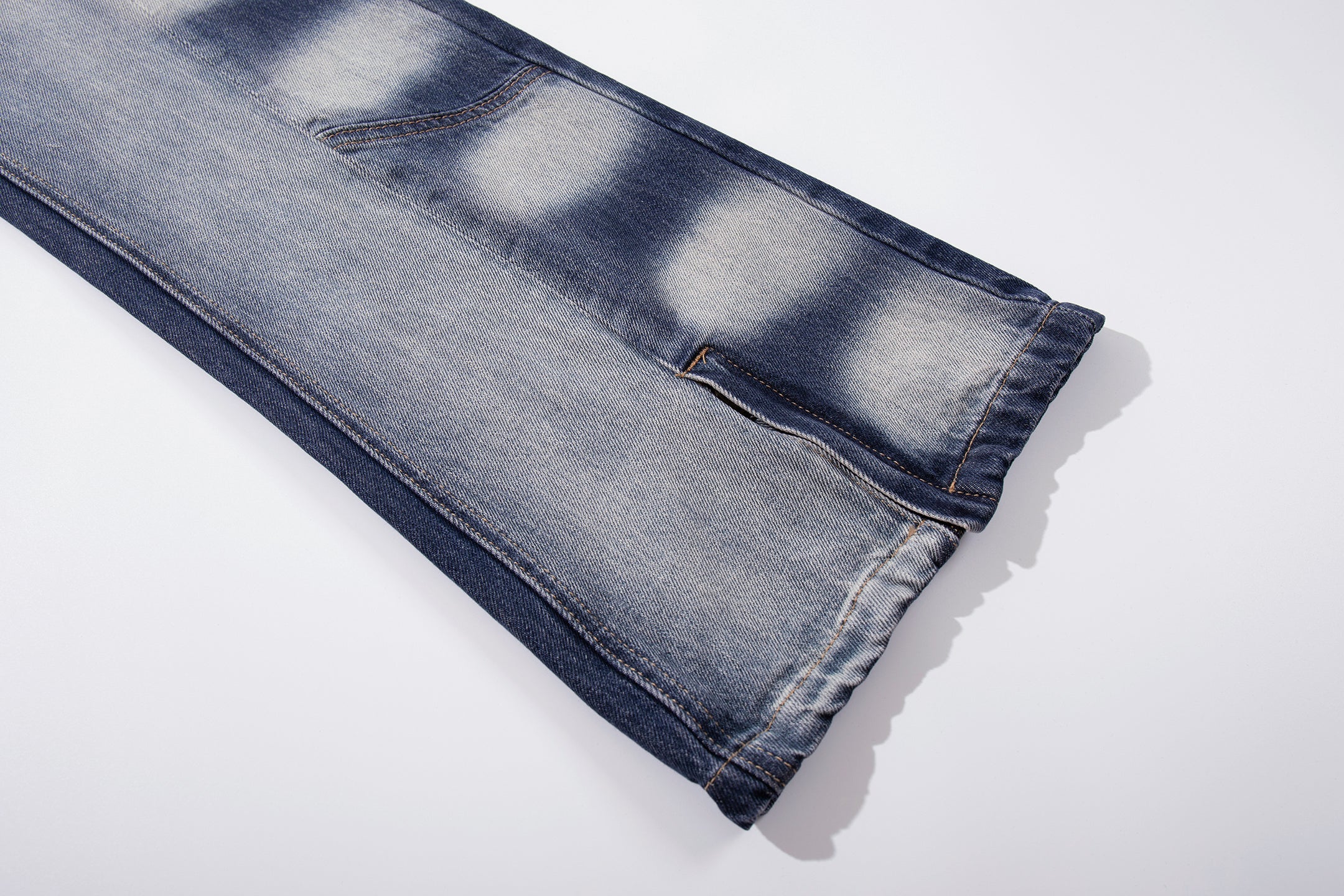 Gradient Fade Split-Hem Wide-Leg Jeans | 100% Cotton Denim