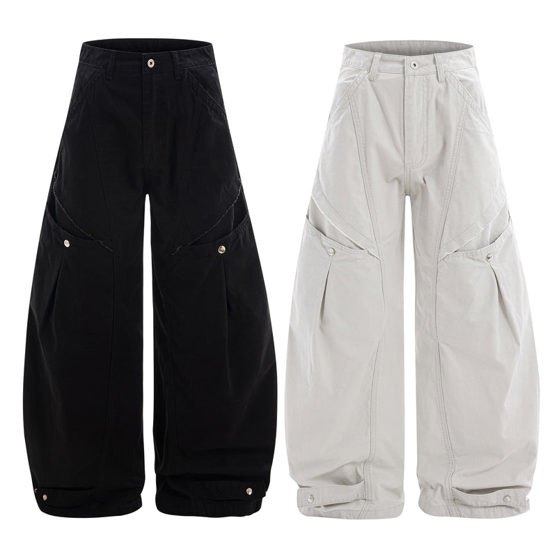 Multi-Panel Utility Wide-Leg Cargo Pants | 100% Cotton