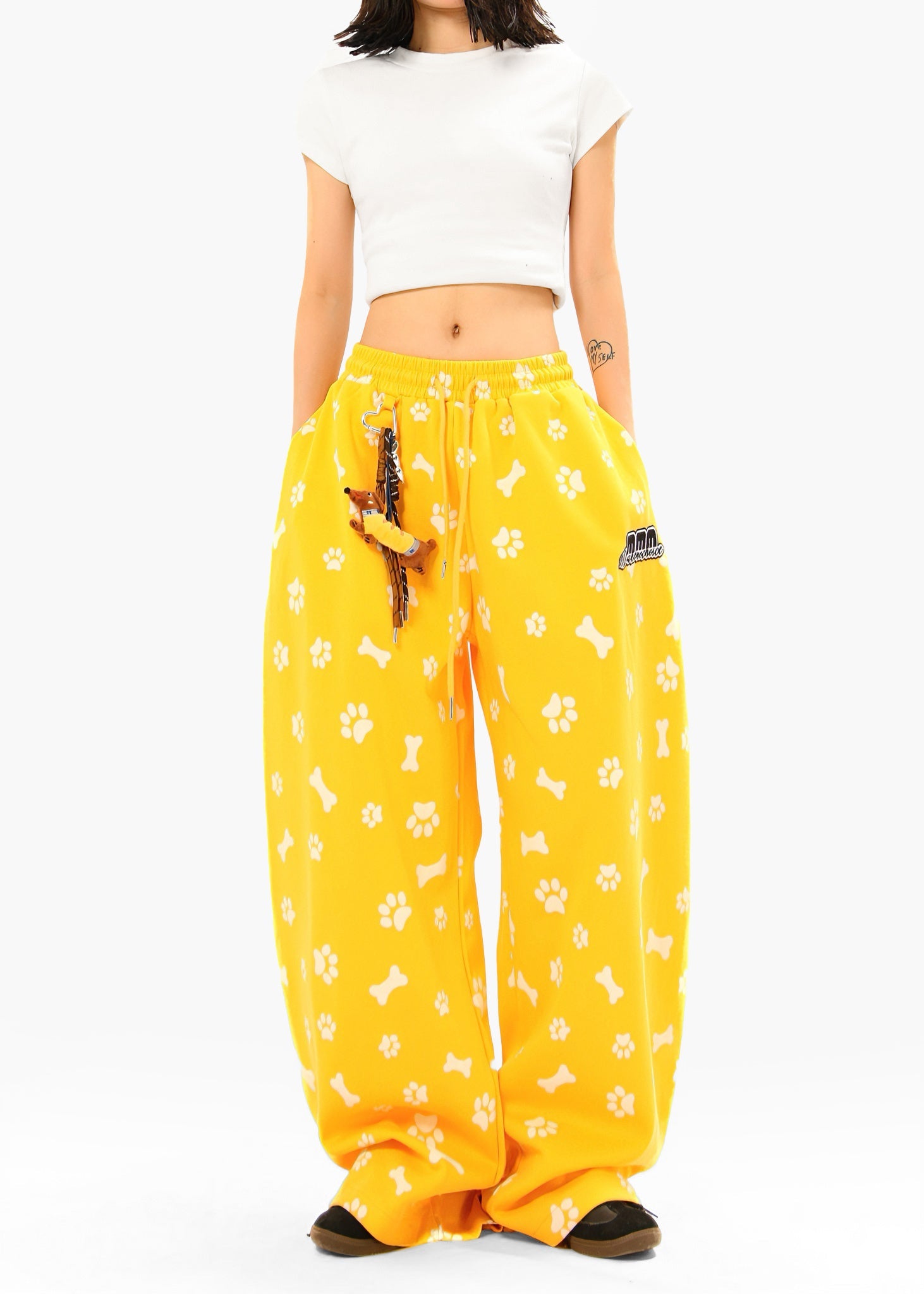 Paw Print Wide-Leg Lounge Pants | Dog Bone Streetwear Sweats