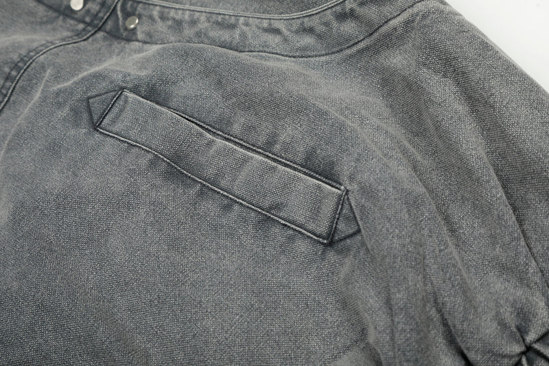 Omirad Washed Utility Bomber Jacket | Grey Denim Streetwear
