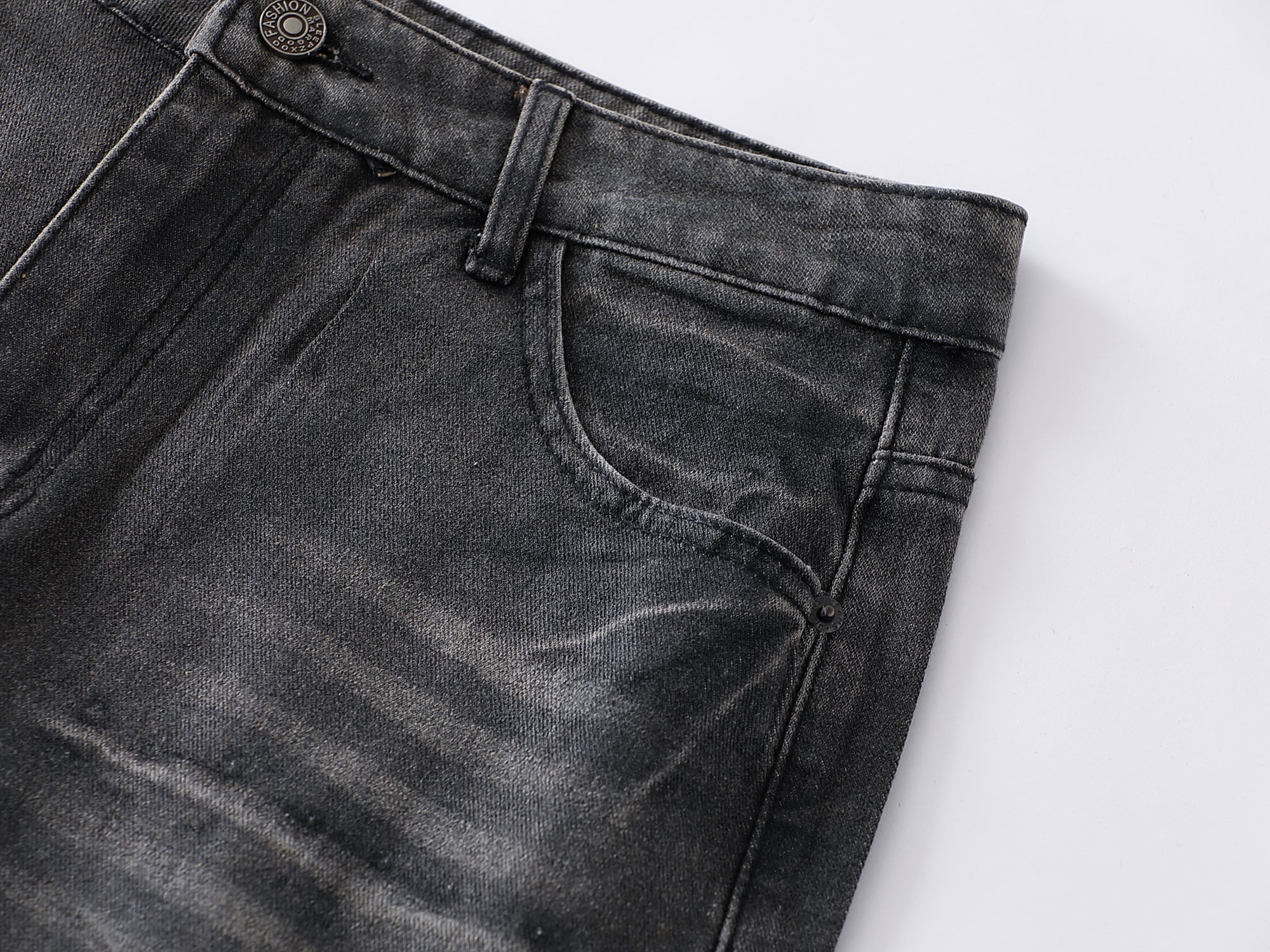 Omirad Full-Whisker Washed Wide-Leg Denim Pants