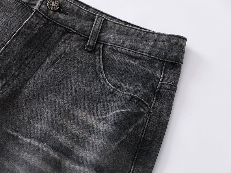 Omirad Full-Whisker Washed Wide-Leg Denim Pants
