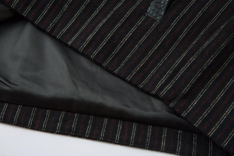 Omirad Striped Faux-Leather Trim Jacket | Streetwear
