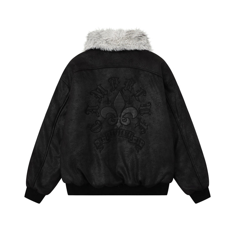 Fur-Collar Buckle Bomber Jacket | Suede-Look Winter Coat