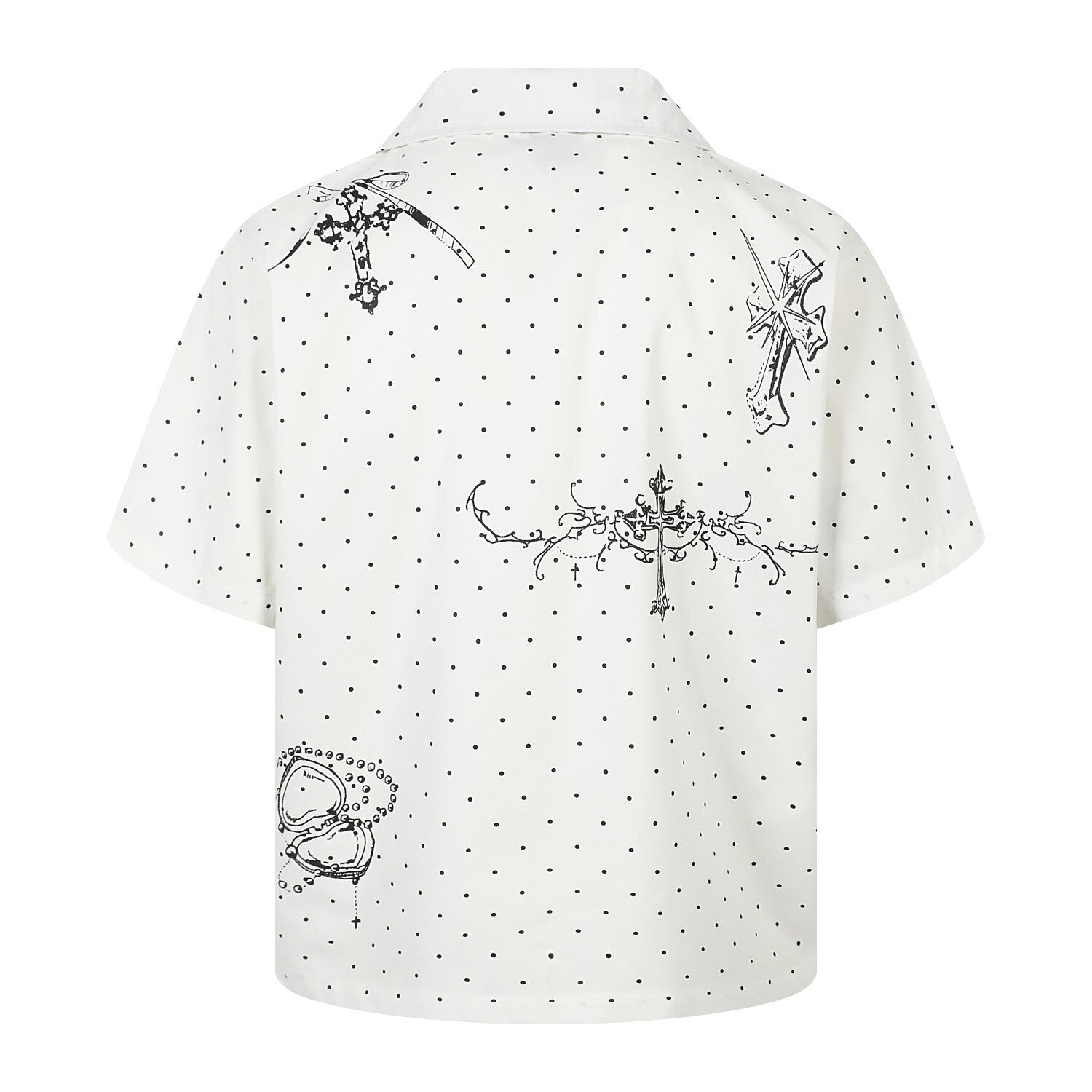 Polka Dot Cross Graphic Camp Collar Shirt | Streetwear